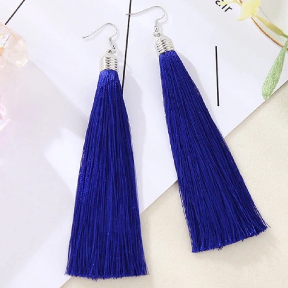 NEW!💙💎GORGEOUS ROYAL💙BLUE TASSELS!💎💙SILVERY! - Picture 5 of 6
